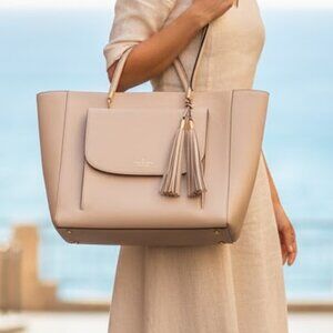 Kate Spade Light Cream Tote with Tassels
